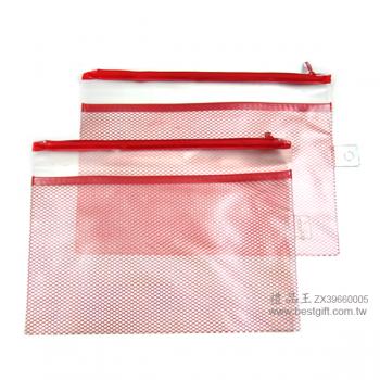 單拉鍊PVC雙層文具袋 (30*22cm)