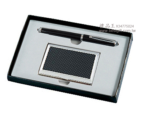 方形碳纖名片夾+黑騎士鋼珠筆組  商品貨號: X34775024